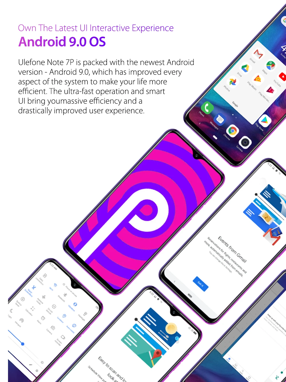 Ulefone Note 7P Smartphone Android 9.0 Quad Core 3500mAh 6.1 inch Waterdrop Screen 3GB+32GB Mobile phone
