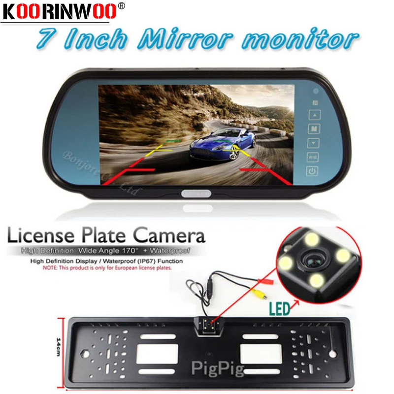 Парковочный набор Koorinwoo евро рамка для номерного знака камера HD 7 дюймов 800*480