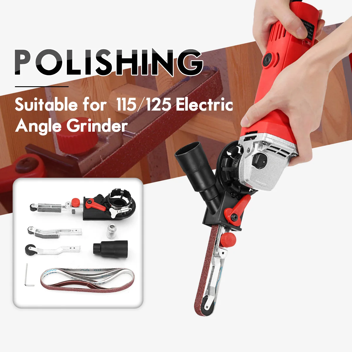 

Belt Sander Belt Grinder Adapter For 115/125 Electric Angle Grinder with M14 Thread Spindle For woodworking Metalworking