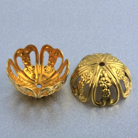 15mm Raw brass jewelry filigree caps for beads