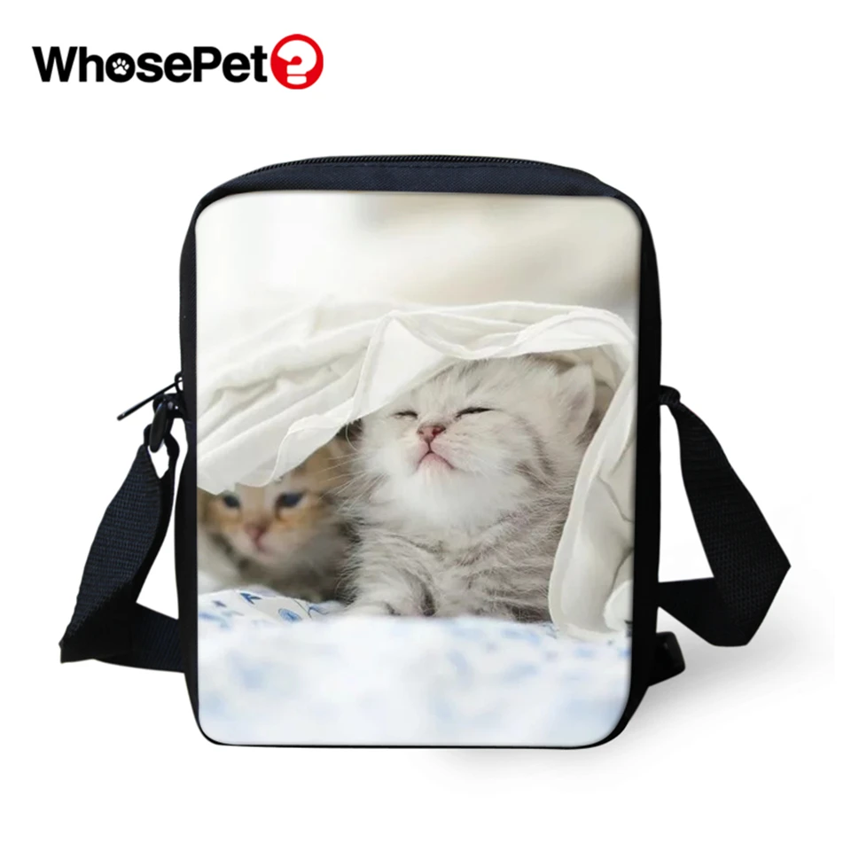 WHOSEPET милые принты кошка Креста тела Курьерские сумки Для женщин на ремне