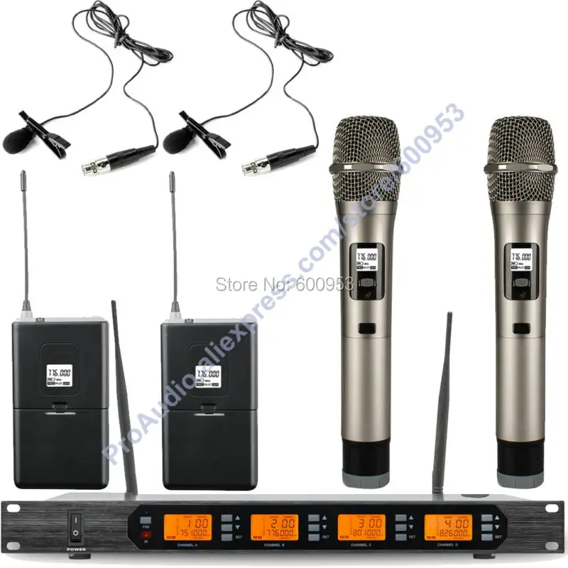 Микрофон MICWL Audio UHF 4x100 Channel 2 Динамический Ручной зажима нагрудный цифровой
