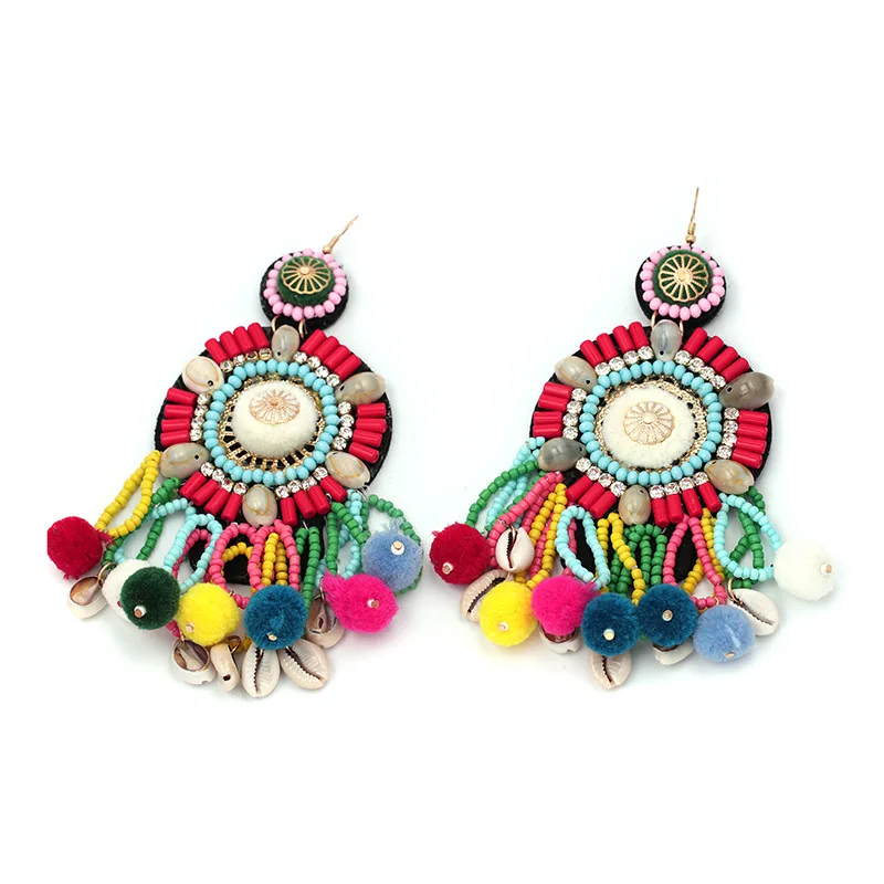 Новые трендовые 2017 большие хрустальные длинные серьги с помпонами и кисточками