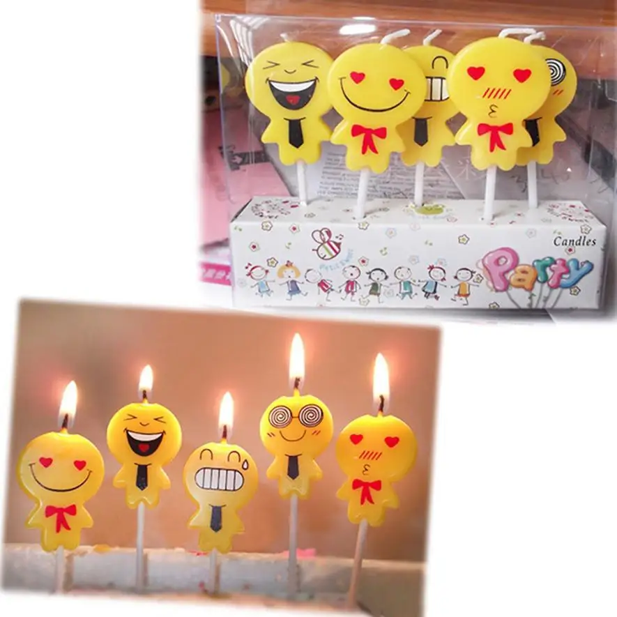 5 шт./компл. свечи для украшения торта с милыми эмоциями дня рождения в виде