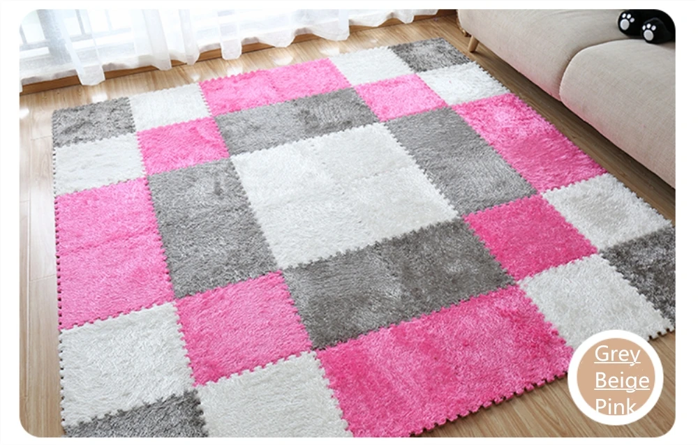 30x30 см EVA пена DIY Пазл Коврик длинные ворсинки лохматый ковер лобзик плюшевый