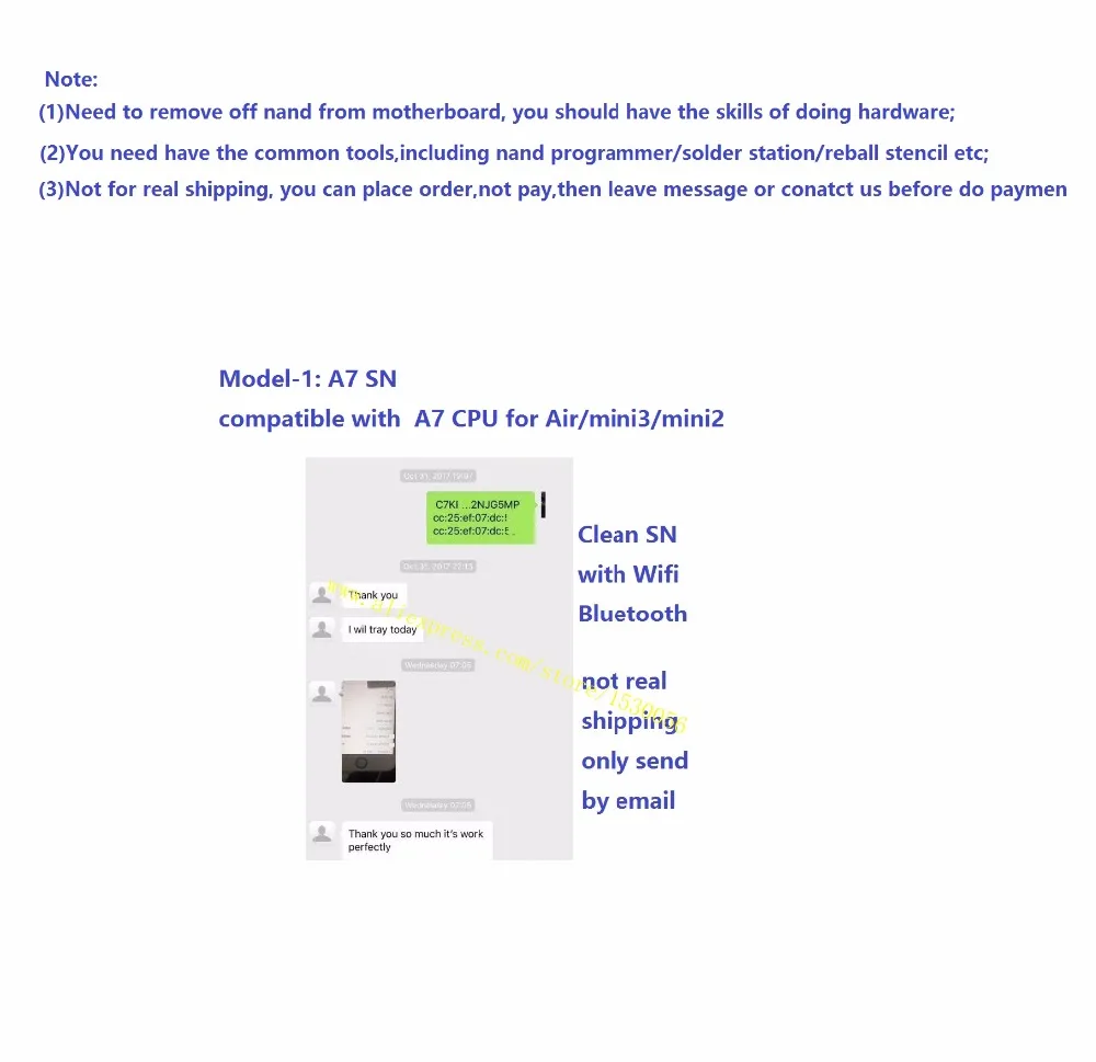 Очистка SN A7 WiFi bt MAC для iPad Air mini 2 3 A1474 A1489 A1599 отключение icloud восстановление