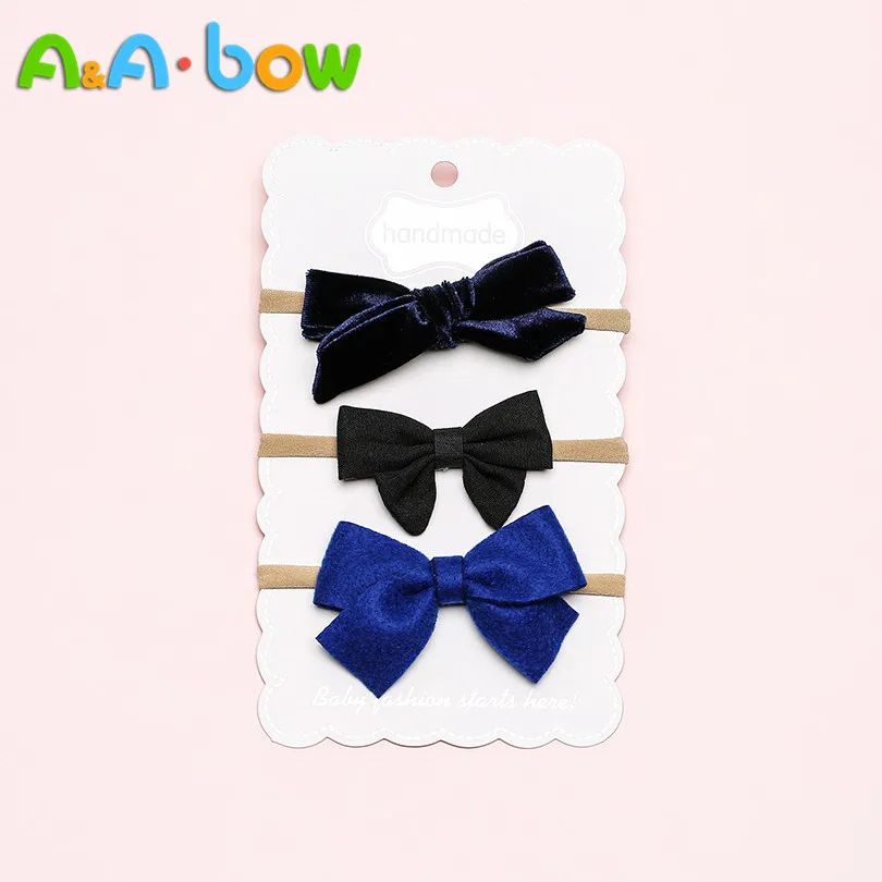 3Pcs/Set Cut Baby Bow Knot Nylon Headband Birthday Party leather bow Elastic Headbands Girls Butterfly Headwear Hair Accessories | Детская