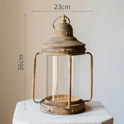 E attractive handmade antique metal glass candle holder lantern - Цвет: E