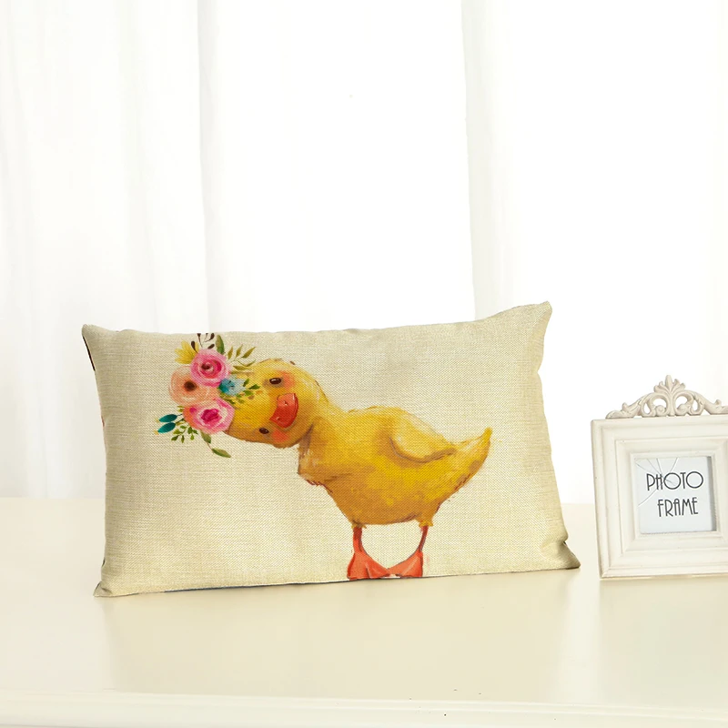 HD 30x50 Cartoon Animals Housewear Chair Cushion Cover Soft Pillow Case Cojines Almofadas Cotton Linen Square | Дом и сад