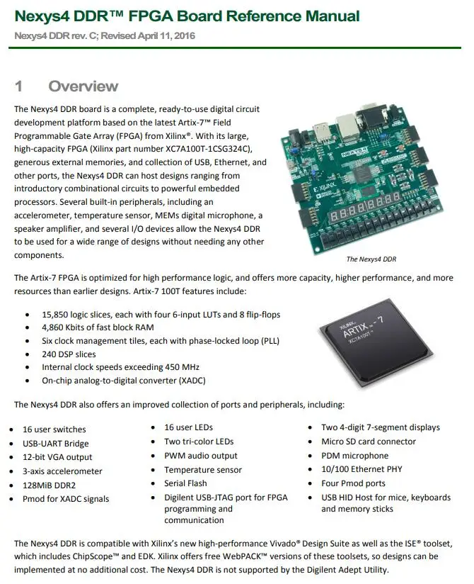 1 шт. x Nexys4 DDR Artix-7 FPGA макетная плата с XC7A100T-1CSG324C