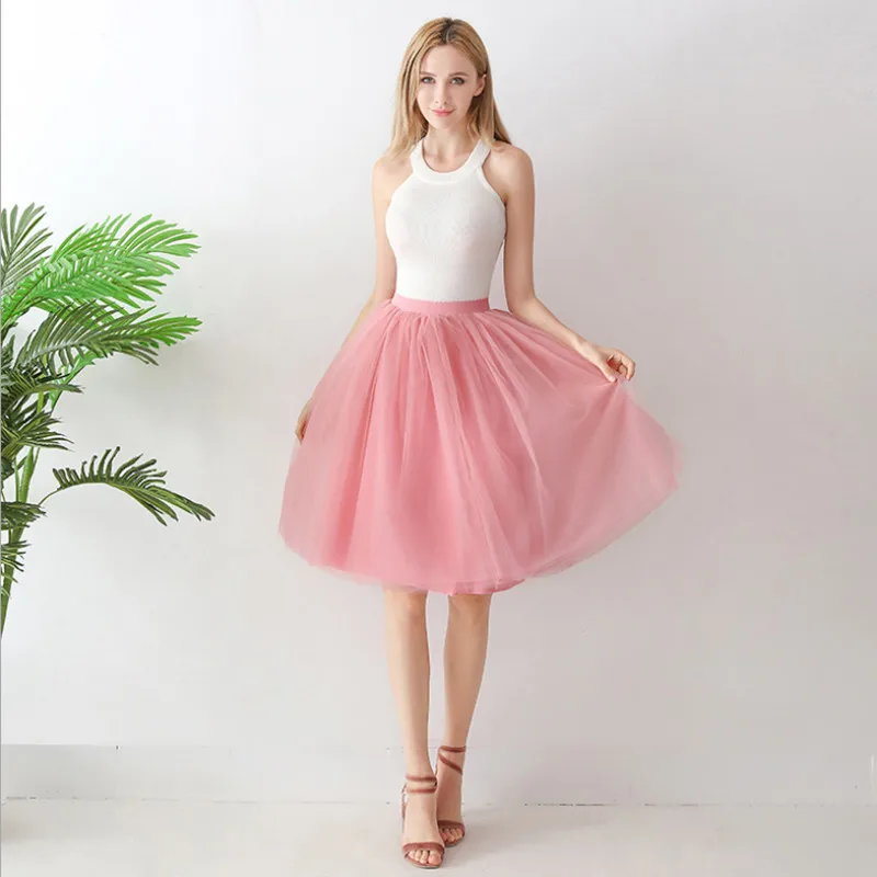 

2018 New Autumn Euro Style Tutu Skirt Women 5 Layers Tulle Skirt Fashion Pleated Skirts Ball Gown Femme 17 Colors High Quality