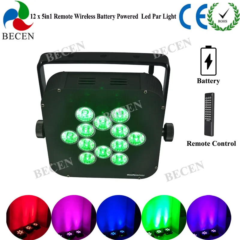 BECEN 6 шт. 12x12 Вт rgbwa 5в1 батарея питание беспроводной плоский par led dj свет|Эффект