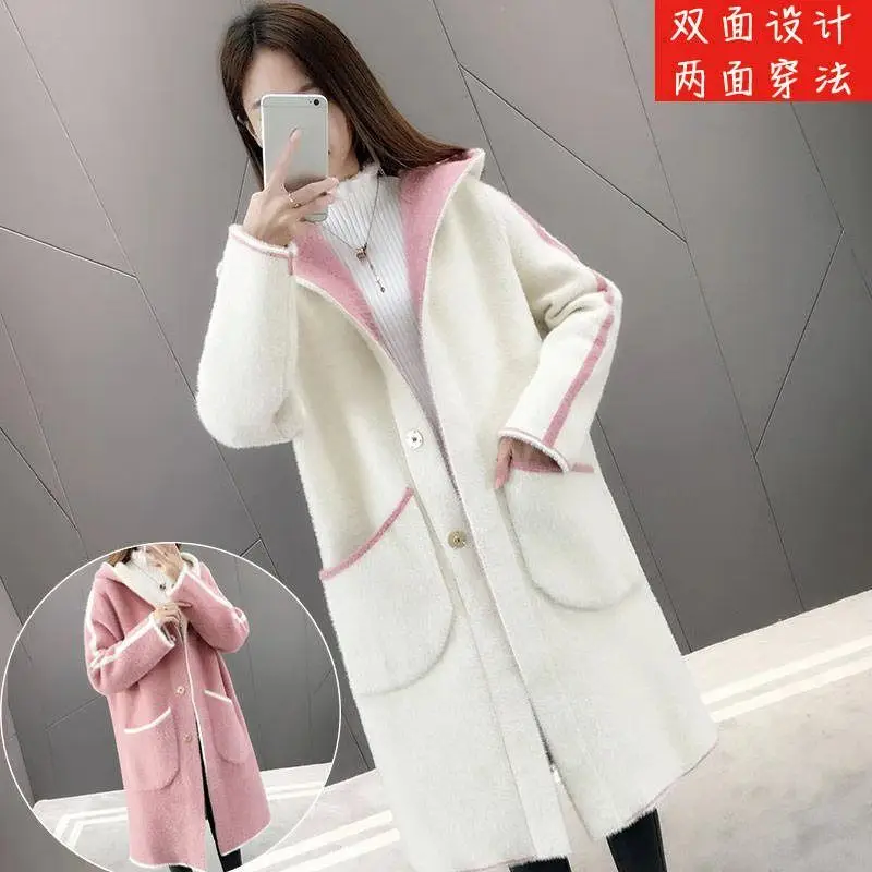 2019 женское длинное пальто из меха норки плотное Теплое повседневное однобортное