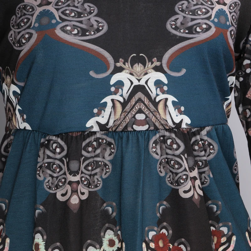 5XL Лето 2019 Boho женское мини платье с круглым вырезом Свободные Большие размеры