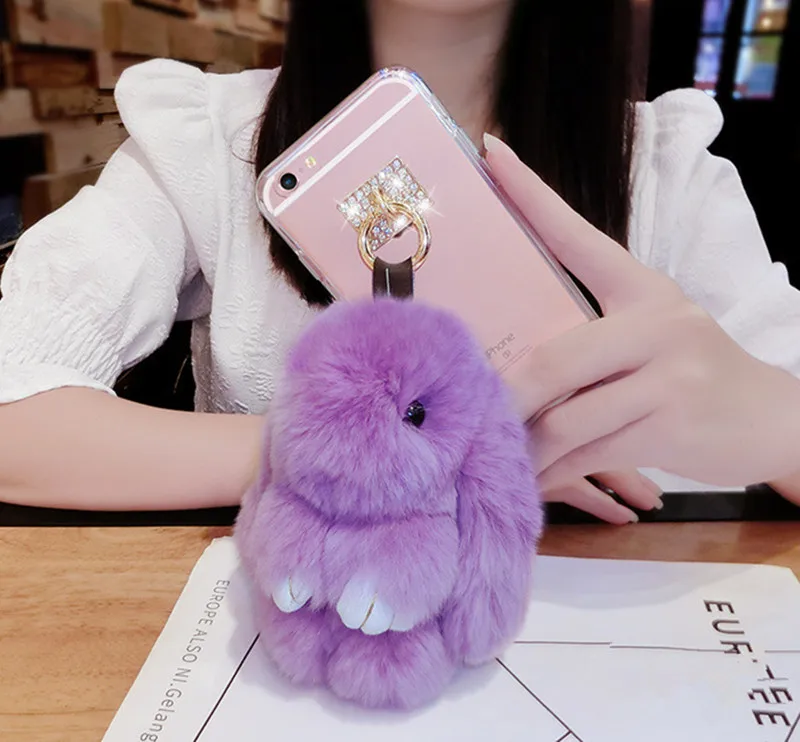 Милый мягкий 3D чехол для телефона с плюшевым пушистым кроликом Samsung S6 S7 S8 S9 S10 S20 S21