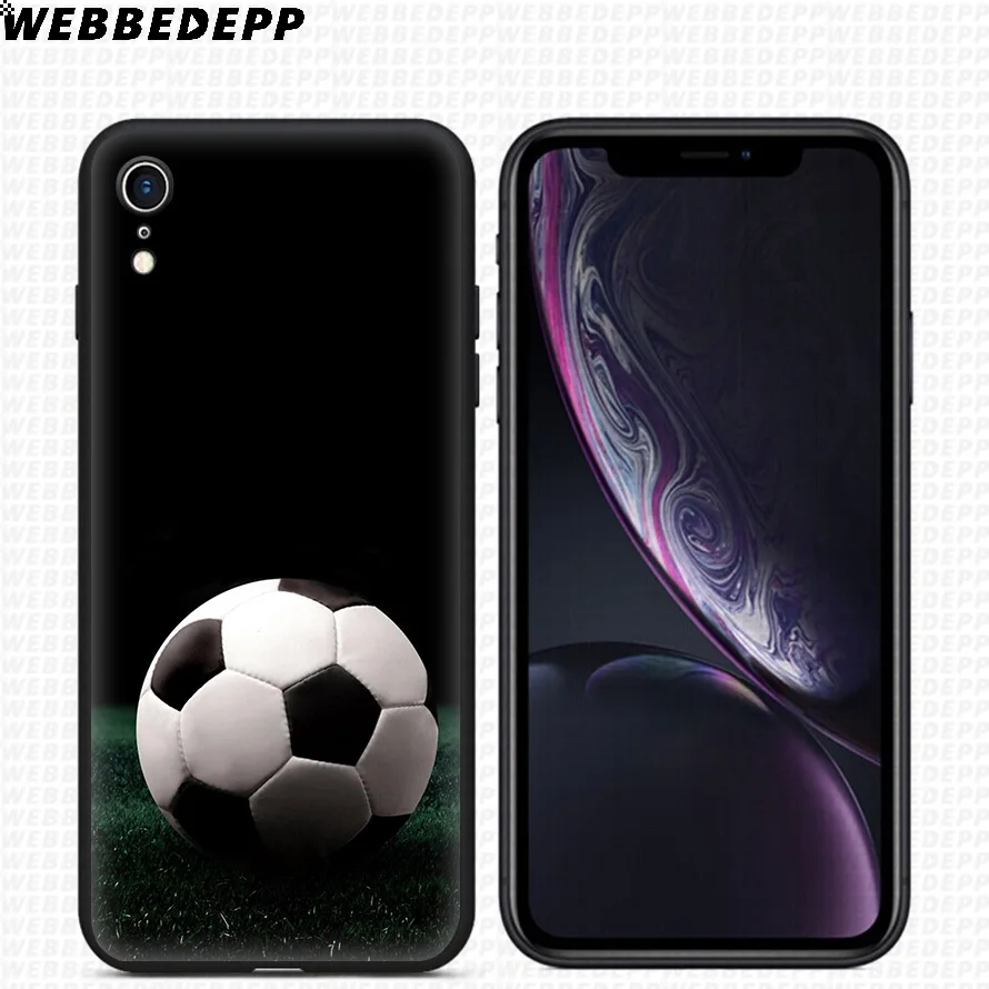 WEBBEDEPP Football Soccer Ball Soft Silicone Case for iPhone 11 Pro Xr Xs Max X or 10 8 7 6 6S Plus 5 5S SE |