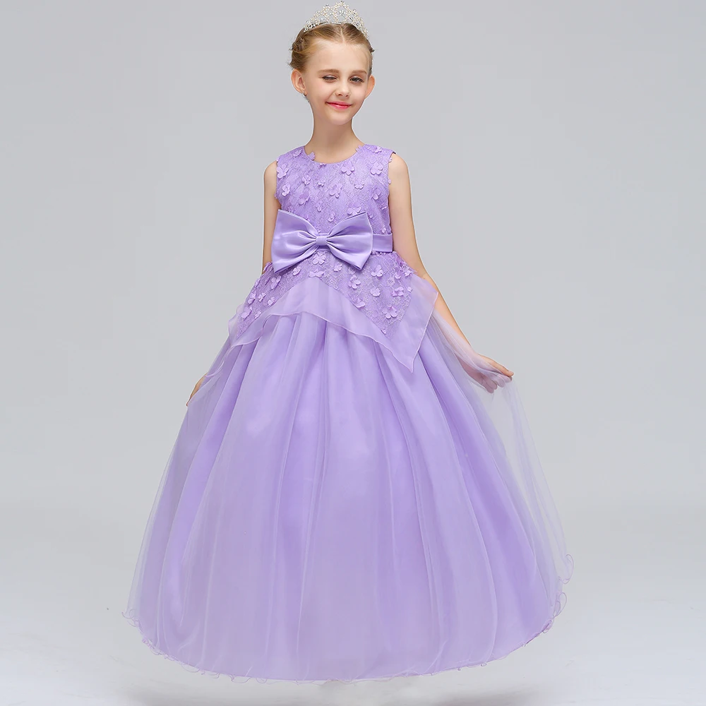 Purple Lace Princess Dresses Kids Prom Gown Evening Dresss Wedding Party Dress Girls Clothes Tulle Children's Costume LP-70 | Детская