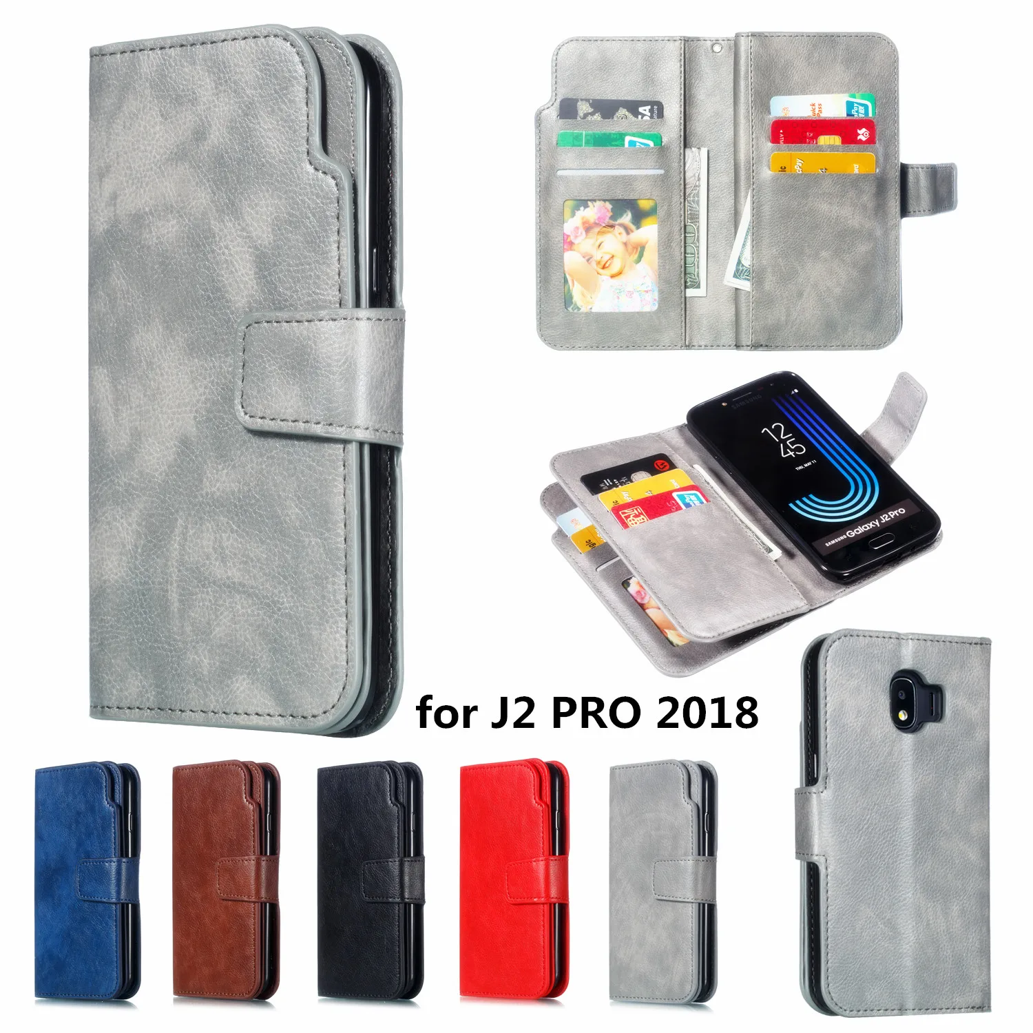 В стиле ретро из искусственной кожи чехол для samsung J2 PRO 2018 мульти с отделением карт