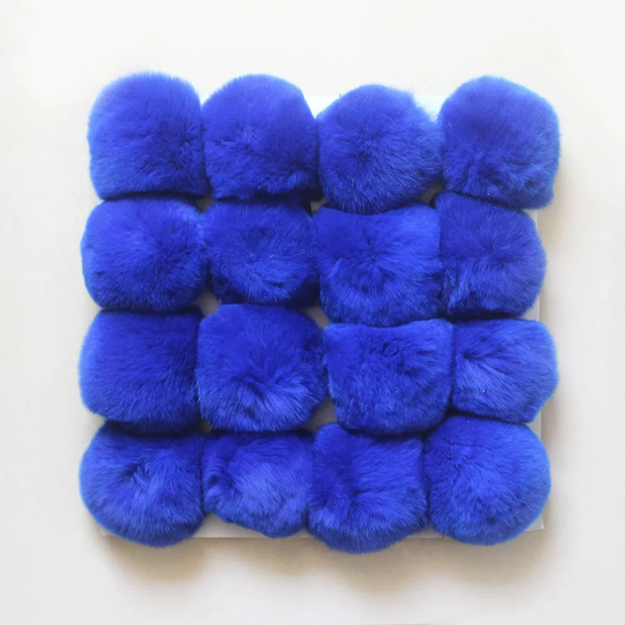 16 шт./лот DIY 8 см Настоящий мех кролика мяч помпон для сумки для ключей шапки и шарф помпон