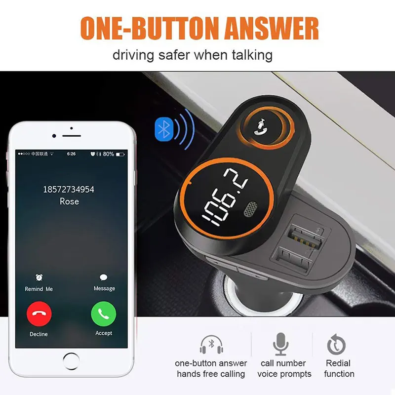 ANLUD FM передатчик Высокое качество Поворот Bluetooth Handsfree автомобильный комплект