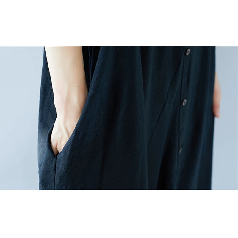 Летний Новый женский комбинезон с косой пуговицей на тонких бретельках