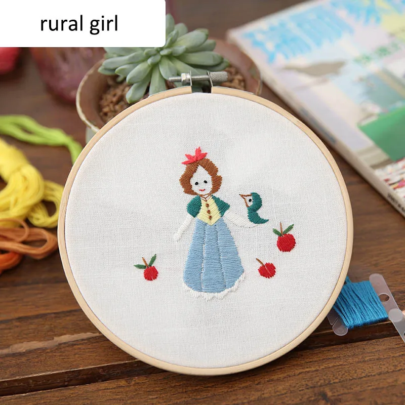 rural girl Декоративная рама для дома 1 комплект Портативные начинающие настенные картины вышивка DIY комплект ручная работа вышивка крестиком Novice делая поставки - Цвет: rural girl