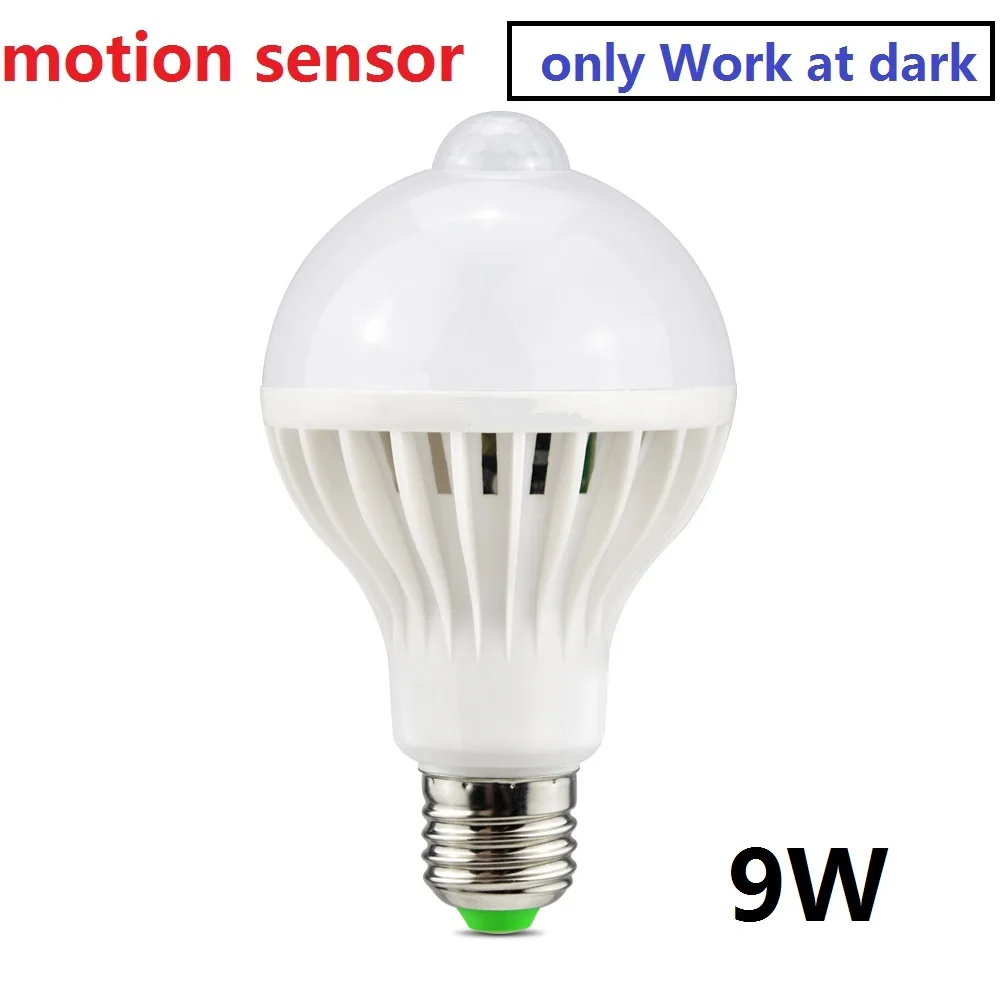 Motion Sensor 9W PIR датчик движения светодиодный светильник 3 Вт 5 Вт 7 Вт 9 Вт 12 Вт 220 В E27 кухонная лампа для ЛЕСТНИЦЫ шкаф аварийный светильник ing - Цвет: Motion Sensor 9W