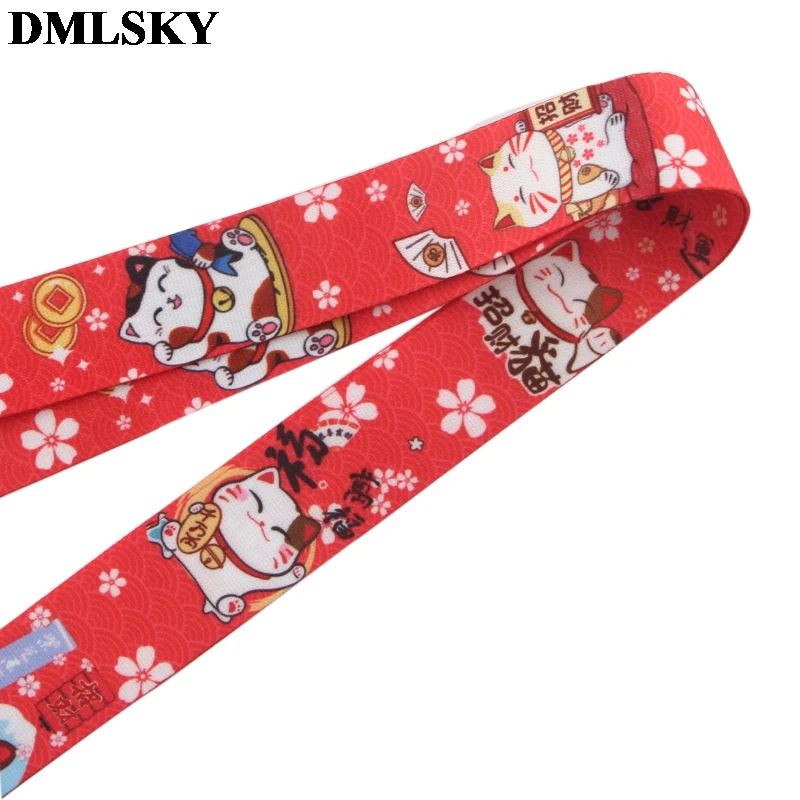 DMLSKY Fortune cat Забавный шнурок для телефона брелок ключей значок ID Мобильный телефон