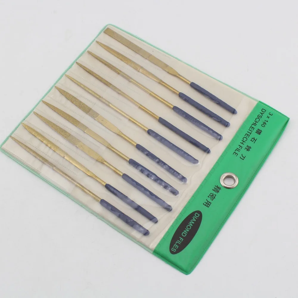 10Pcs Diamond Coated HALF ROUND Needle File Titanium Repair |