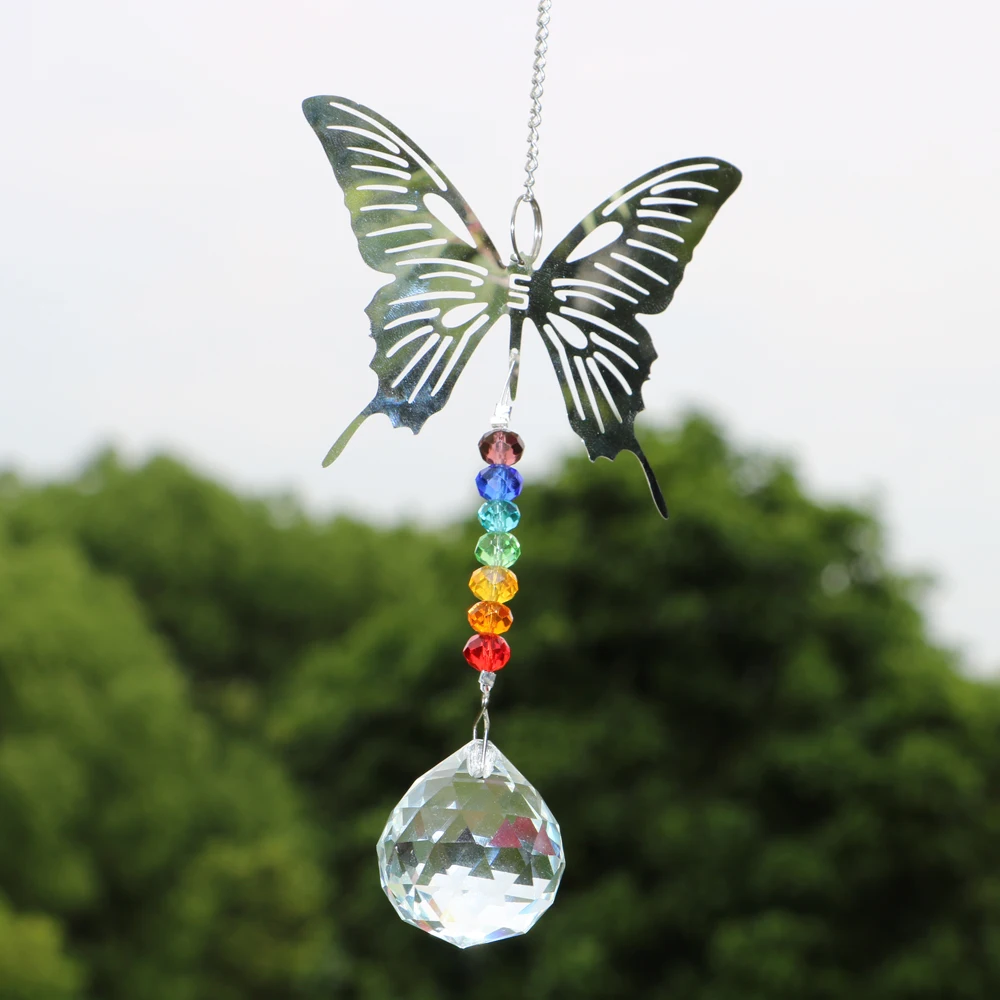 1 шт. люстра хрустальный шар призмы кулон Радуга Rondelle бусины чакра бабочка Ловец