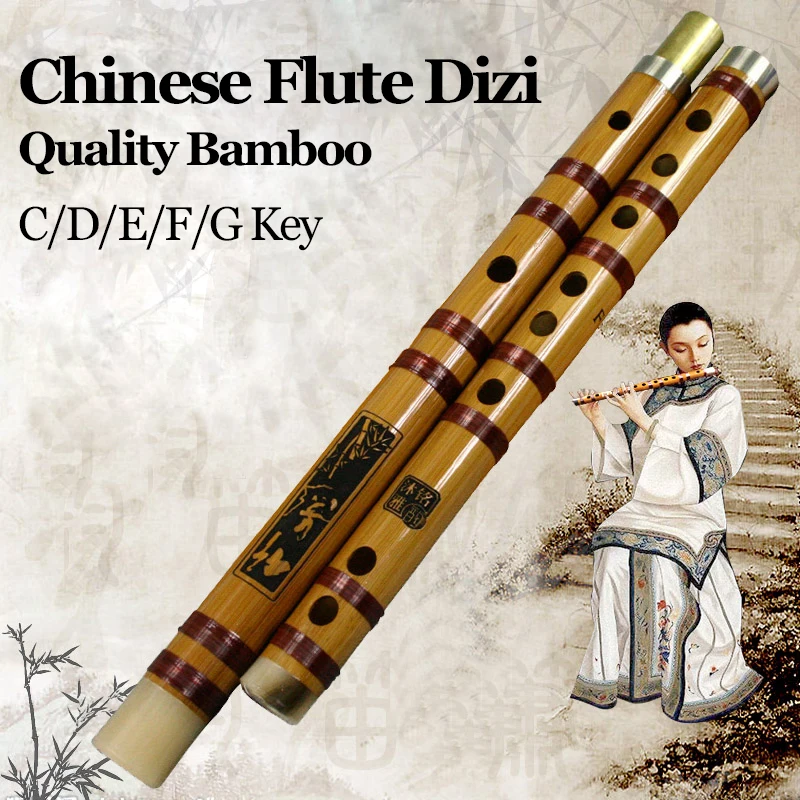 Flauta de Bambu Chave com Membrana Fla para Iniciantes – e – Chinesa Dizi Madeira-vento Instrumento Musical Profissional Bambu c – d f g Cola