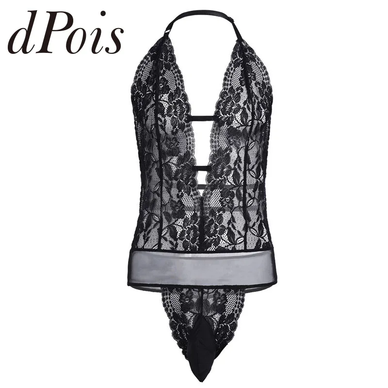 

Мужской комбинезон без рукавов с открытой спиной, прозрачный кружевной цветочный кошелек с открытой спиной