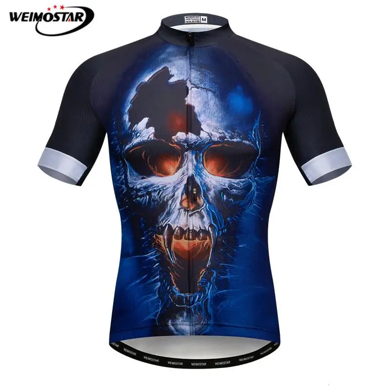 

Weimostar Printing Skull Cycling Jersey Shirt Summer Road Bicycle jersey mtb Bike Clothing 100% Polyester Cycling Wear Maillot