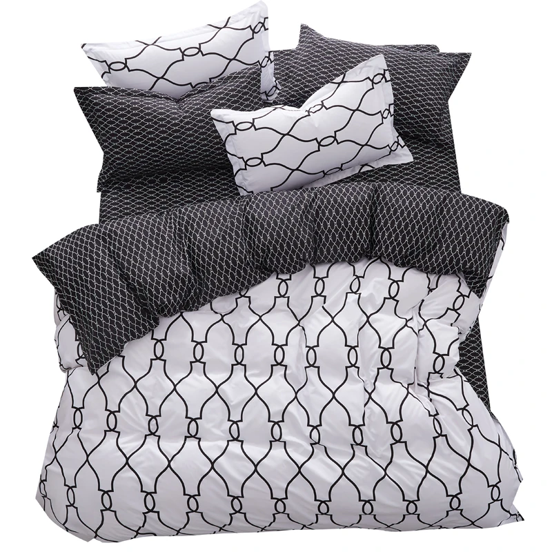 USA Europe Size Printed Bedding Sets Gray Flowers Duvet Cover Set Double Queen King 4/6pcs Soft | Дом и сад