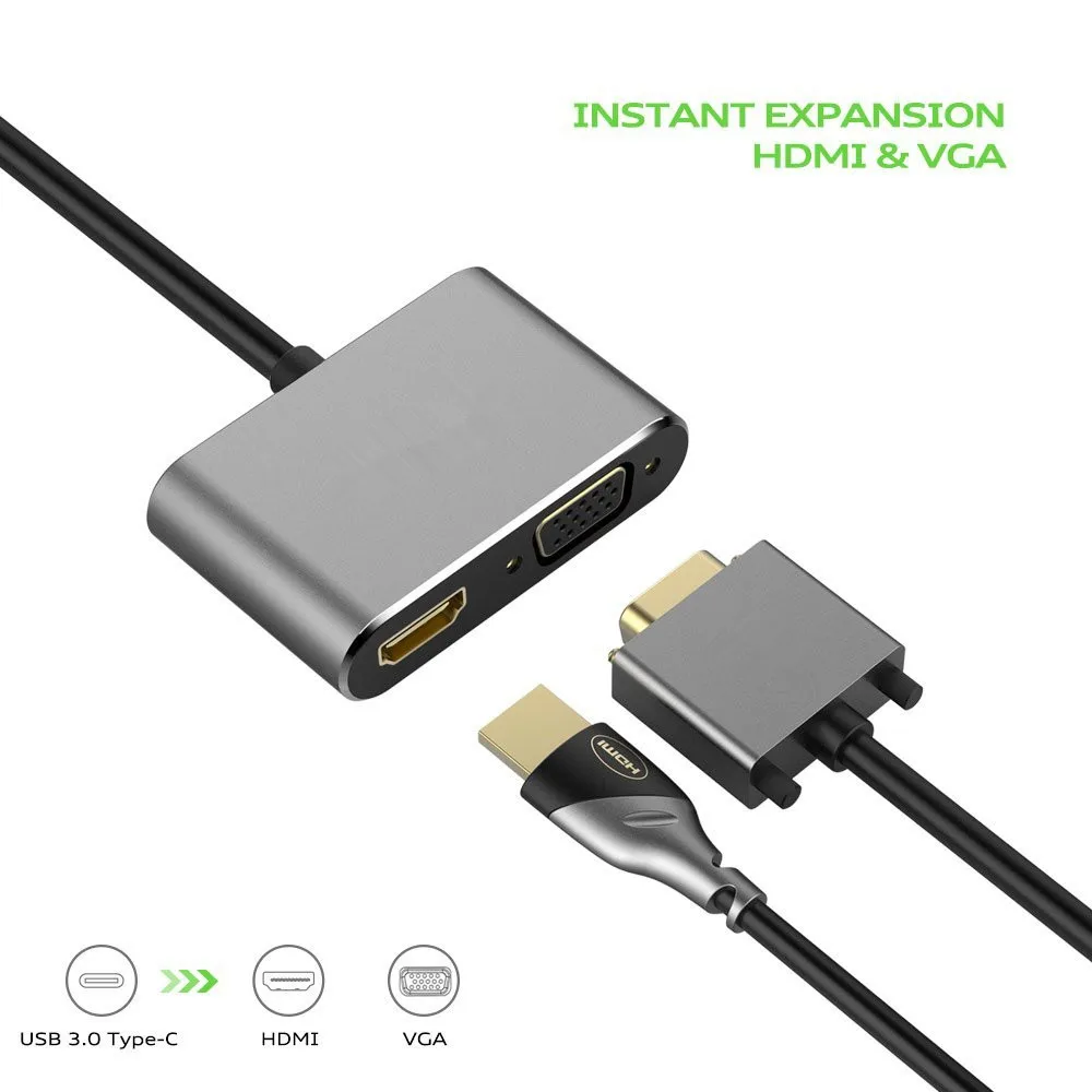 Тип c концентратор USB C док-станция Тип c к HDMI USB3.0 VGA PD адаптер для MacBook samsung huawei Тип c конвертер 3 в 1
