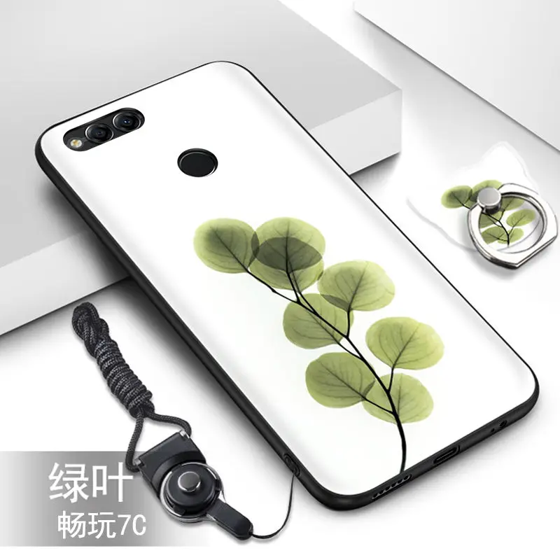 Чехол для Huawei Honor 7C. Мягкий силиконовый чехол из ТПУ с цветным узором и функцией