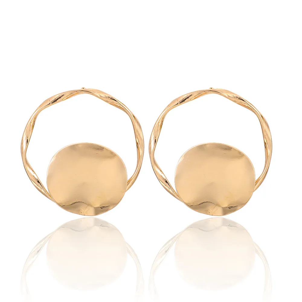 Женские винтажные сережки из Золотого Сплава MLING асимметричные круглые