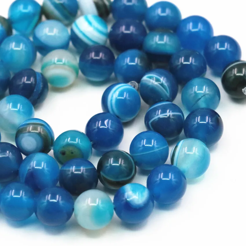6 8 10 12mm Round Natural Veins Onyx Agates Blue Loose Beads Carnelian Pick Size for Jewelry Making DIY Findings 15inch A350 | Украшения и