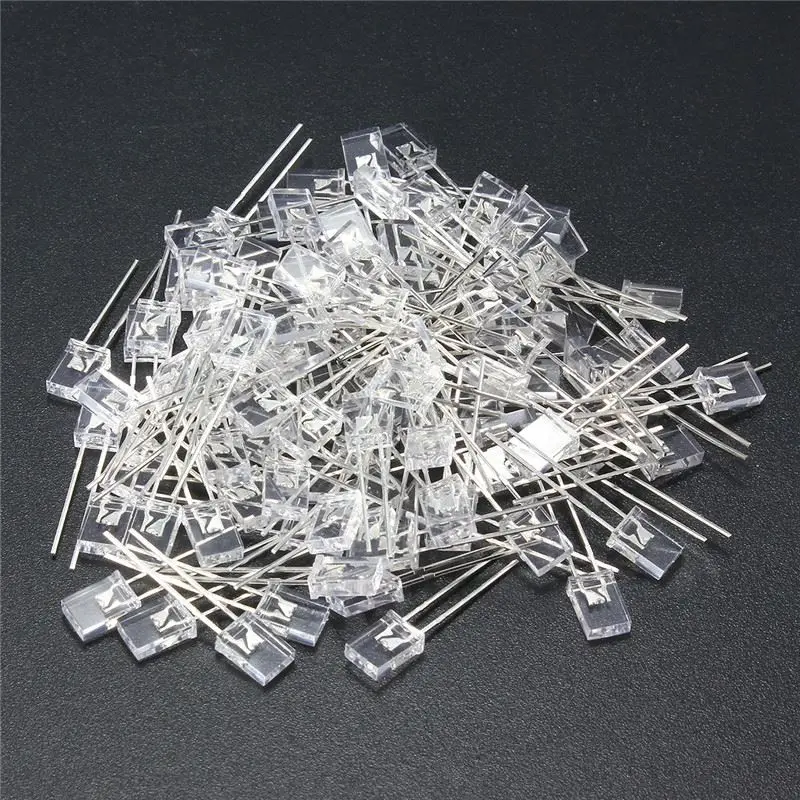 Новые электрические 100 шт. 2x5x7 мм квадратные светодиодные диоды прозрачный белый