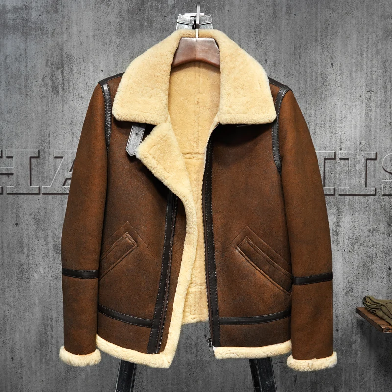 Улучшенная летная куртка-бомбер из овчины Авиатор в стиле милитари американский