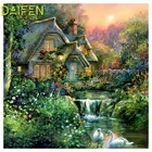 Алмазная 3D картина сделай сам, полноразмерная вышивка, вышивка крестиком, для загородного дома, реки, лебедей, цветов, Круглая Мозаика