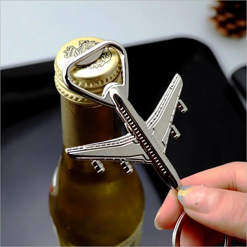 

New Design Diy Handmade Keychain Stainless Steel Metal Keyring Model Aircraft Chain Plane Beer Opener Aeroplane Accessory Car