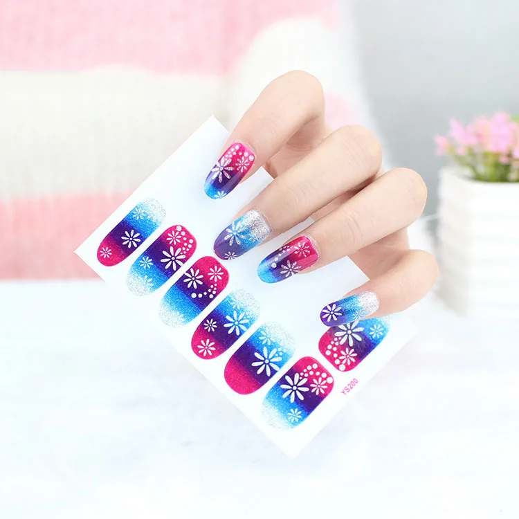 Рождество снег цветок блестящие наклейки для ногтей 15 видов цветов градиент цвет