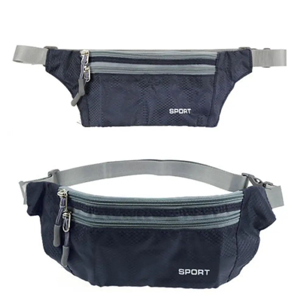 navy blue Нейлоновая поясная сумка для мужчин и женщин, многофункциональная поясная сумка, сумка на пояс для бега, водонепроницаемая нагрудная сумка, поясная сумка, нагрудный чехол для телефона - Цвет: navy blue