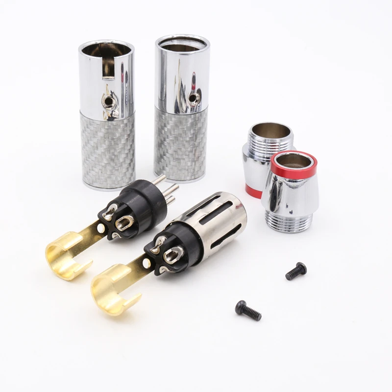 4 шт. родиевое покрытие углеродного волокна XLR разъем HiFi аудио 3Pin M& F черный красный