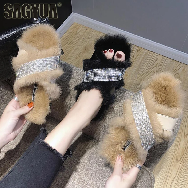 Зима кристалл горного хрусталя Для женщин Шлёпанцы Повседневное Мода Babouche