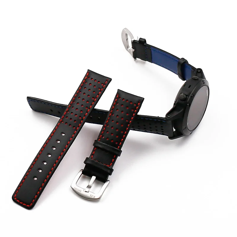 Leather strap men's watch accessories pin buckle 22mm24mm outdoor sports waterproof sweat-proof leather strap women watch band