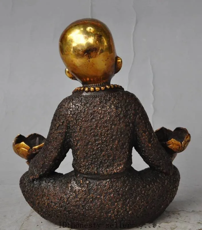 Китайский буддийский бронзовое напыление буддийские статуя монаха Будды цветок