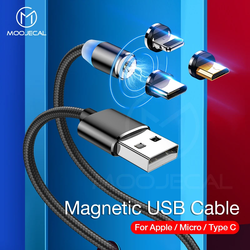 MOOJECAL 2.4A USB кабель для iPhone XS Max XR 8 7 6S Plus iPad Samsung Быстрая зарядка Магнитный телефонный