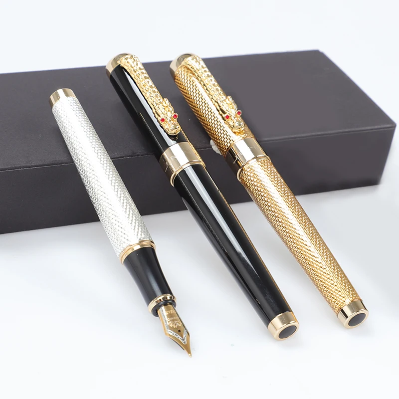 Jinhao1200 роскошный золотой дракон зажим авторучка М перо 0,7 мм Металлические чернила ручки для письма бизнес подарок офисные ручки